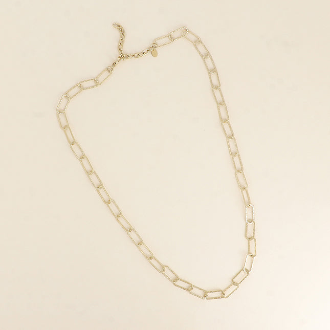 Collier - maille aux anneaux hexagonaux texturés 60+7CM