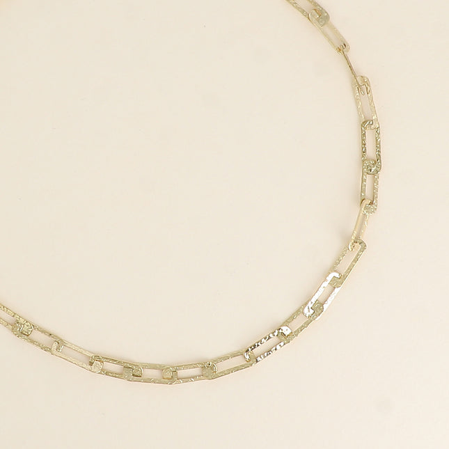 Necklace - textured rectangular ring chain 41+7CM
