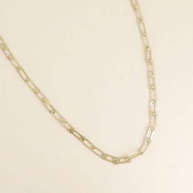 Necklace - textured rectangular ring chain 60+7CM