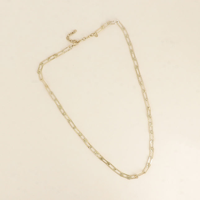 Necklace - textured rectangular ring chain 60+7CM