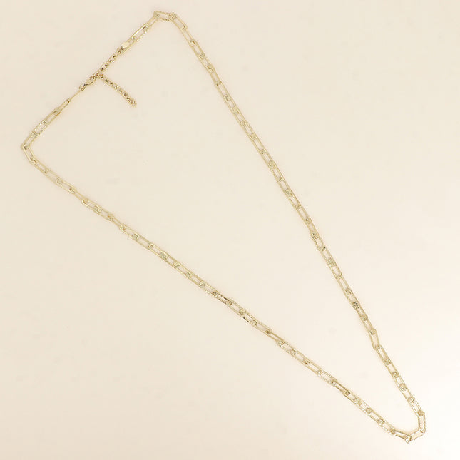 Long necklace - textured rectangular ring mesh 90+7CM