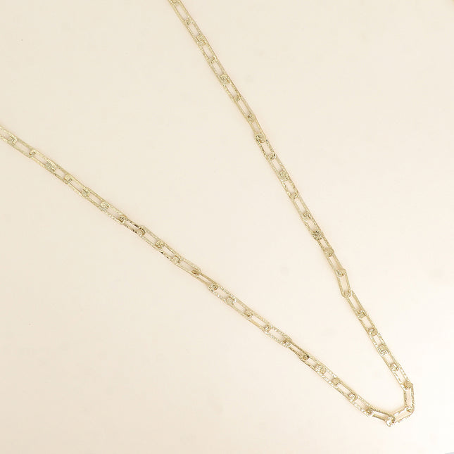 Long necklace - textured rectangular ring mesh 90+7CM