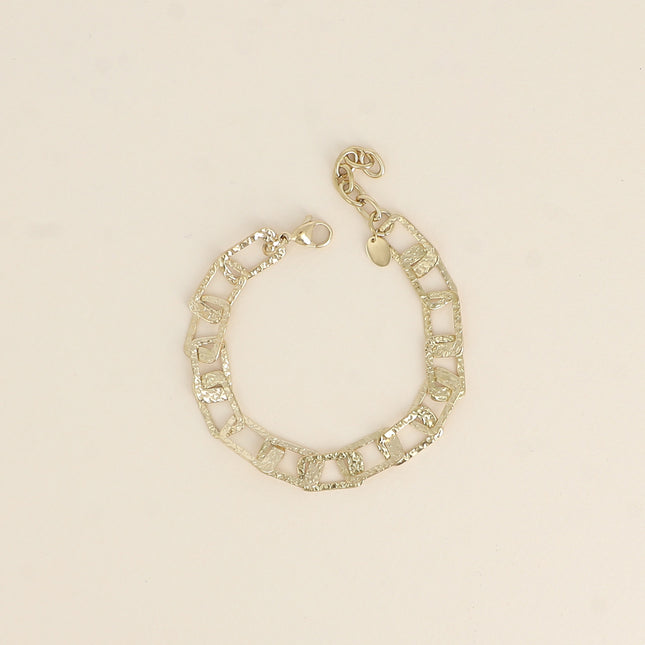 Bracelet - maille aux anneaux rectangulaires texturés