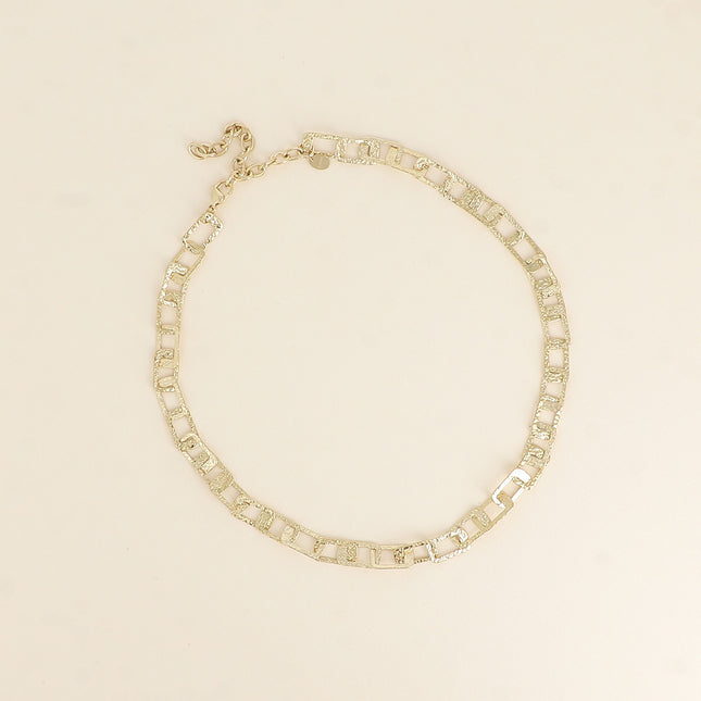 Necklace - textured rectangular ring chain 41+7CM