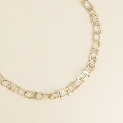 Collier - maille aux anneaux rectangulaires texturés 41+7CM