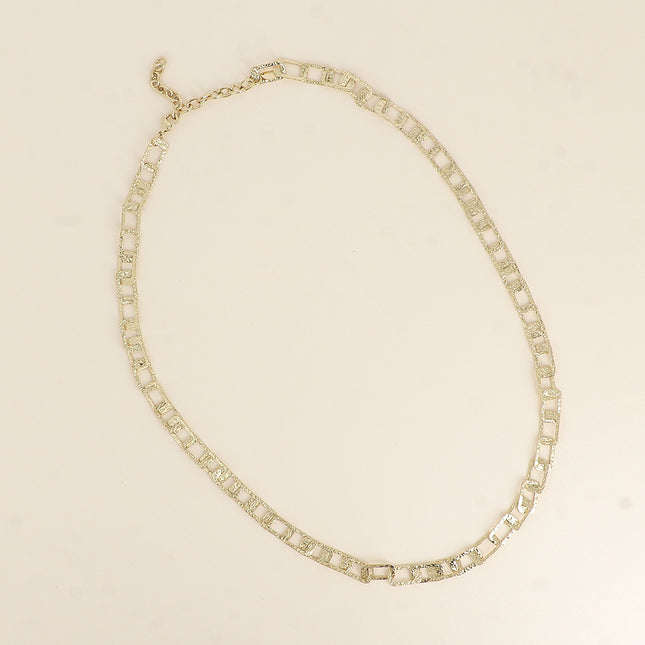 Necklace - textured rectangular ring chain 60+7CM
