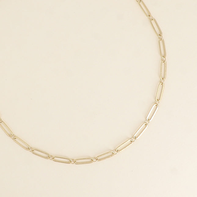Necklace - mesh with oval rings, brushed matte effect