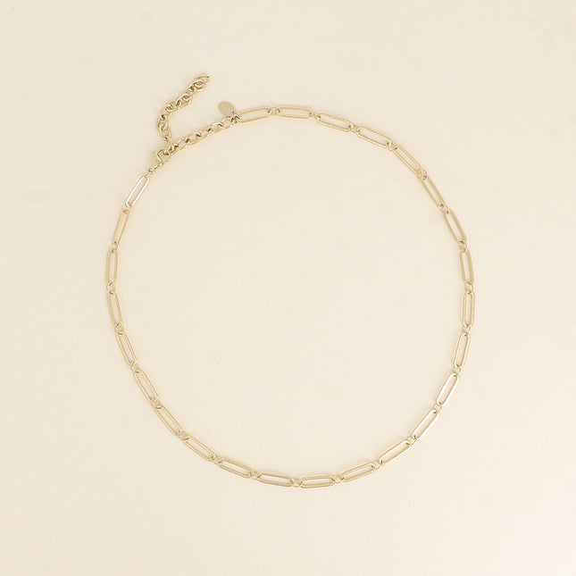 Necklace - mesh with oval rings, brushed matte effect