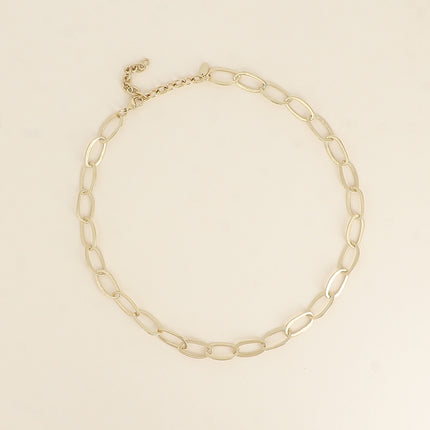 Collier - maille aux grands anneaux ovales effet mat brossé