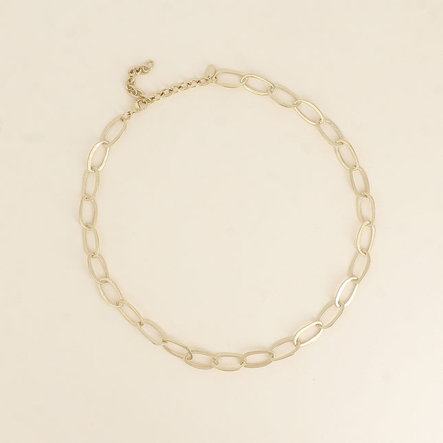 Collier - maille aux grands anneaux ovales effet mat brossé
