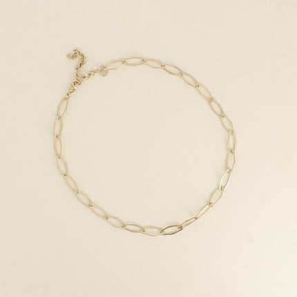 Collier - maille aux grands anneaux hexagonaux effet mat brossé