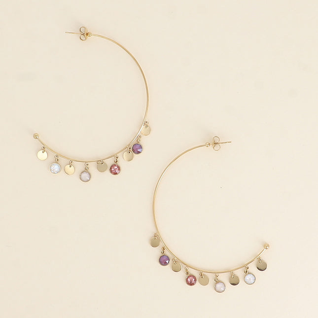 Créoles - pampilles rondes ornées de cristaux Swarovski®