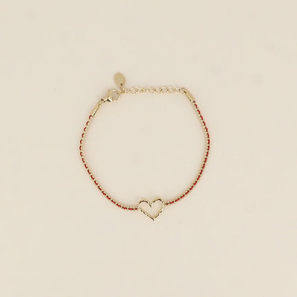 Bracelet - fil tressé, pendentif coeur ajouré