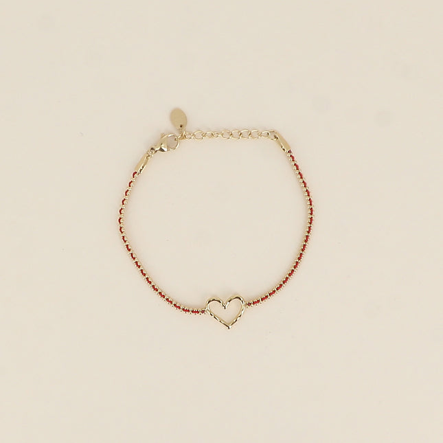Bracelet - fil tressé, pendentif coeur ajouré