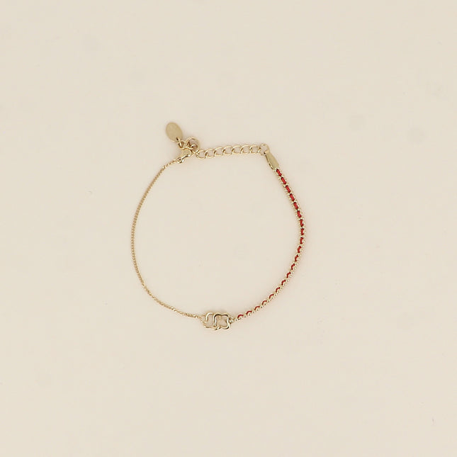 Bracelet - fil tressé, pendentif double trèfle ajouré