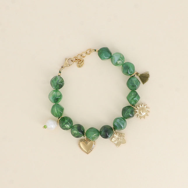Avelyne bracelet - pompom, sun, flower, heart and freshwater pearl