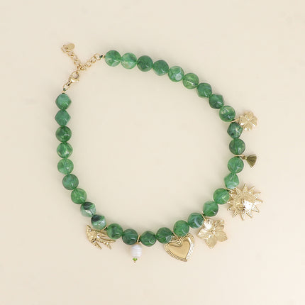 Avelyne Necklace - bird, heart, flower, sun, pompom, clover, freshwater pearl
