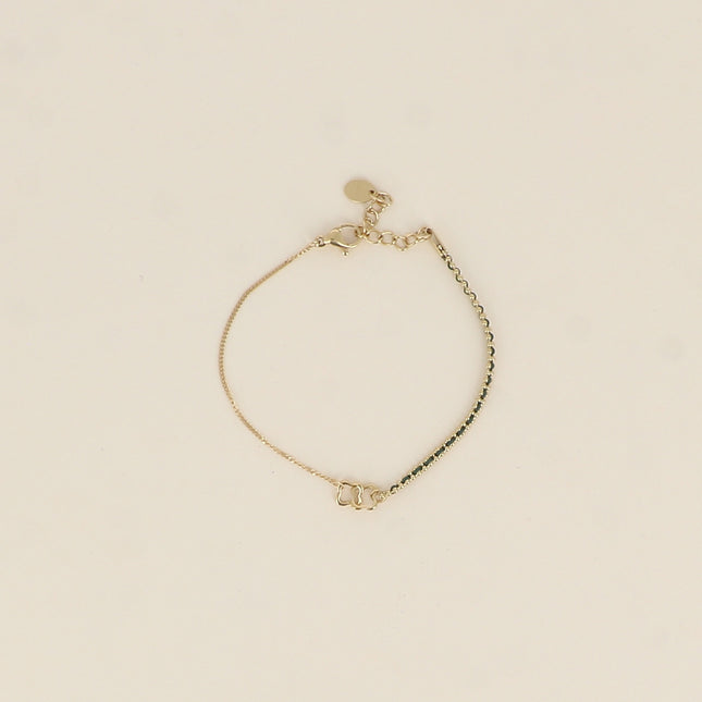 Bracelet - fil tressé, pendentif double trèfle ajouré