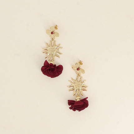 Hoop earrings - 3 pieces (flower, sun, fabric flower)