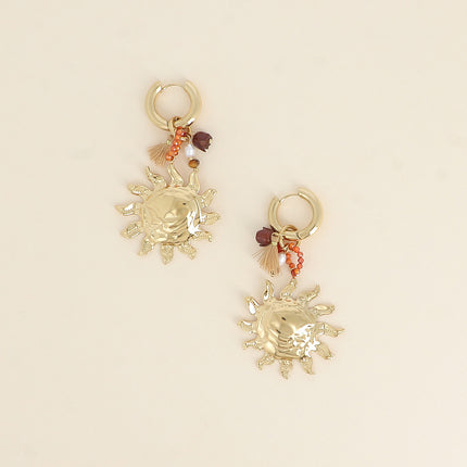 Créoles - soleil, pompon, perle fleur, pierres naturelles