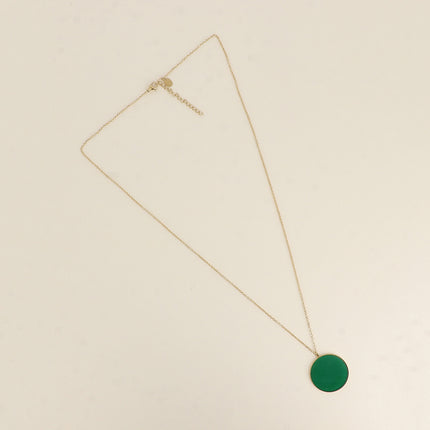 Collier - médaillon rond plat en pierre naturelle