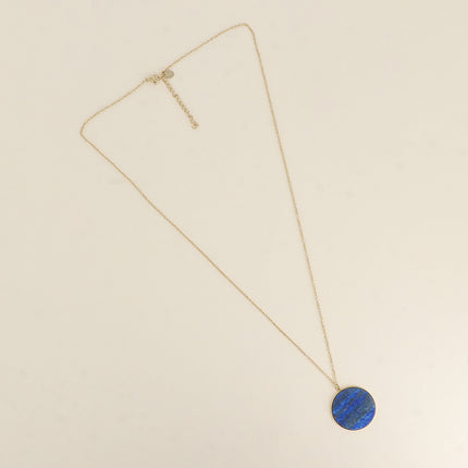 Collier - médaillon rond plat en pierre naturelle