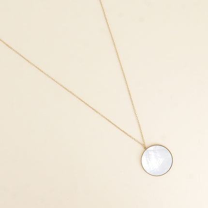 Collier - médaillon rond plat en pierre naturelle