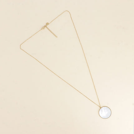 Collier - médaillon rond plat en pierre naturelle