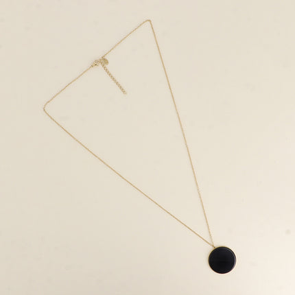 Collier - médaillon rond plat en pierre naturelle