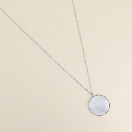 Collier - médaillon rond plat en pierre naturelle