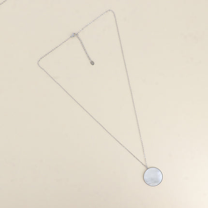 Collier - médaillon rond plat en pierre naturelle