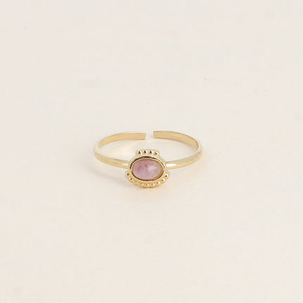 Bague fine Lunates - pierre naturelle ovale