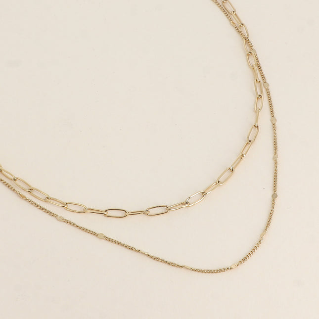 Collier - 2 rangs, 2 mailles, ovales et forçat