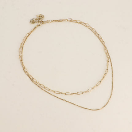 Collier - 2 rangs, 2 mailles, ovales et forçat