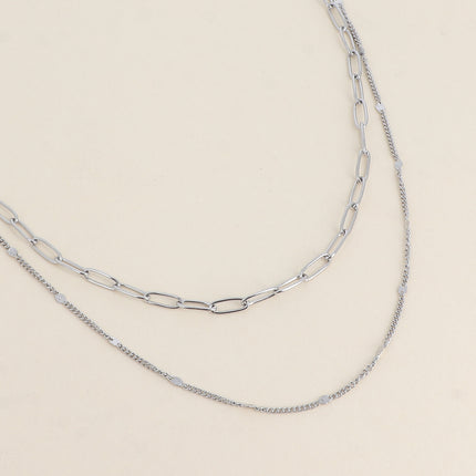 Collier - 2 rangs, 2 mailles, ovales et forçat