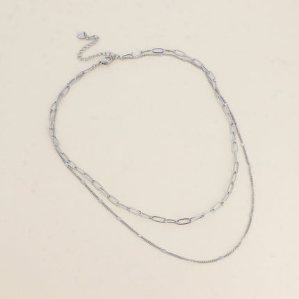 Collier - 2 rangs, 2 mailles, ovales et forçat