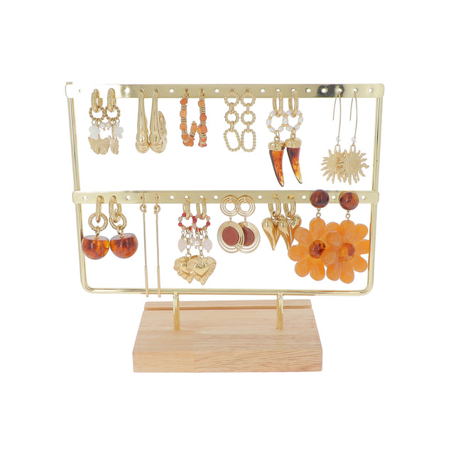Kit de 24 (12+12) boucles - doré brun mix - prix moyen de 7,80€/pr - Présentoir offert
