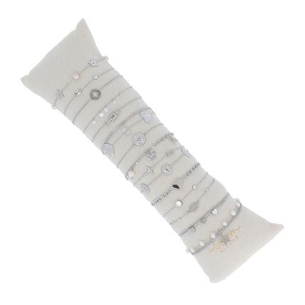 Kit de 15 bracelets - rhodium - prix moyen de 5€/pc - Présentoir offert