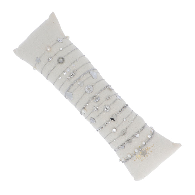Kit de 15 bracelets - rhodium - prix moyen de 5€/pc - Présentoir offert