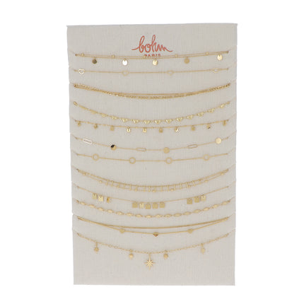 Kit de 24 (12+12) colliers - doré - prix moyen de 5,80€/pc - Présentoir offert