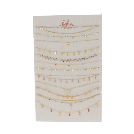 Kit de 24 (12+12) colliers - doré jaune - prix moyen de 6,70€/pc - Présentoir offert
