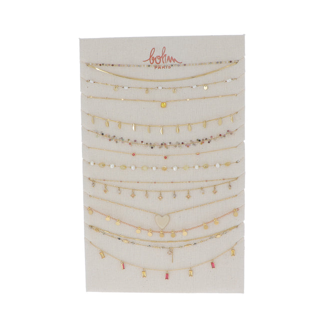Kit de 24 (12+12) colliers - doré jaune - prix moyen de 6,70€/pc - Présentoir offert