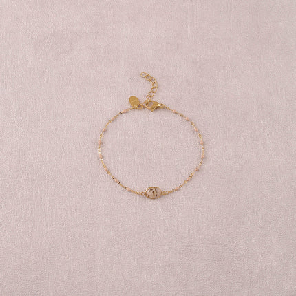 Bracelet Noelynn - chaîne émaillée, maille café de grain, pierre naturelle ovale