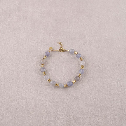 Bracelet sur câble Isaline - perles en acier et pierres naturelles