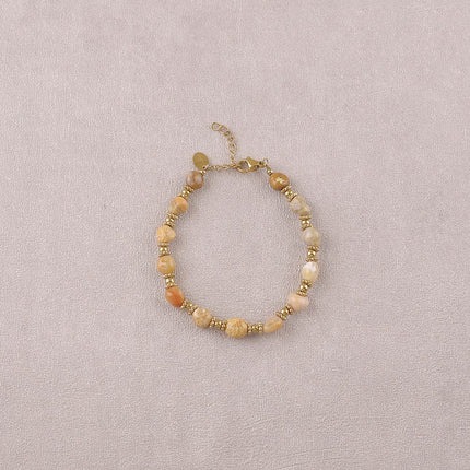 Bracelet sur câble Isaline - perles en acier et pierres naturelles