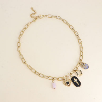 Collier - breloques (pierres naturelles, étoile, coeur)