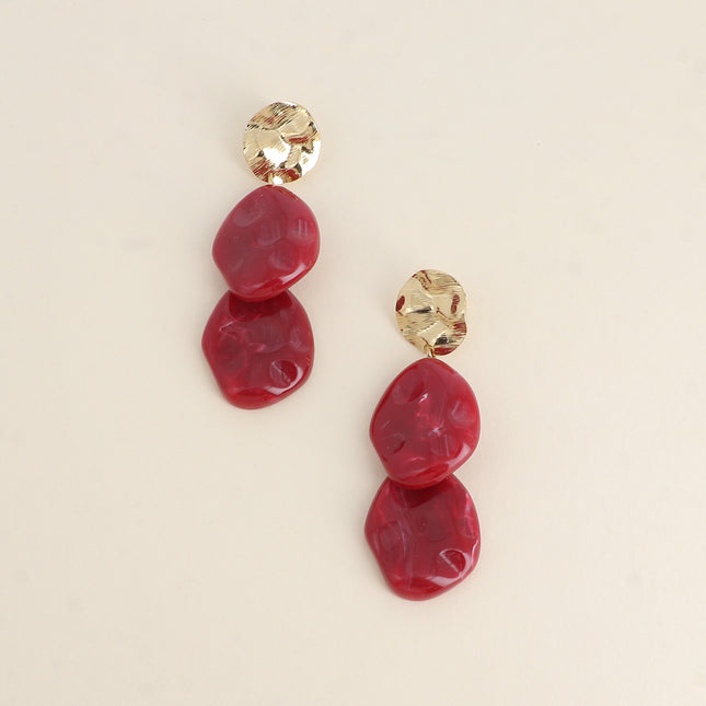 Dangle earrings - wavy and textured piece, 2 pieces in resin