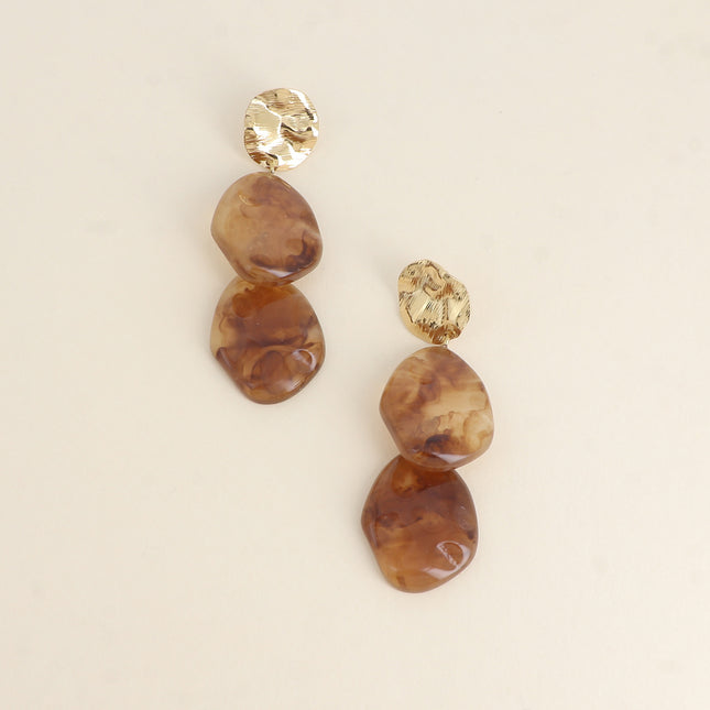 Dangle earrings - wavy and textured piece, 2 pieces in resin