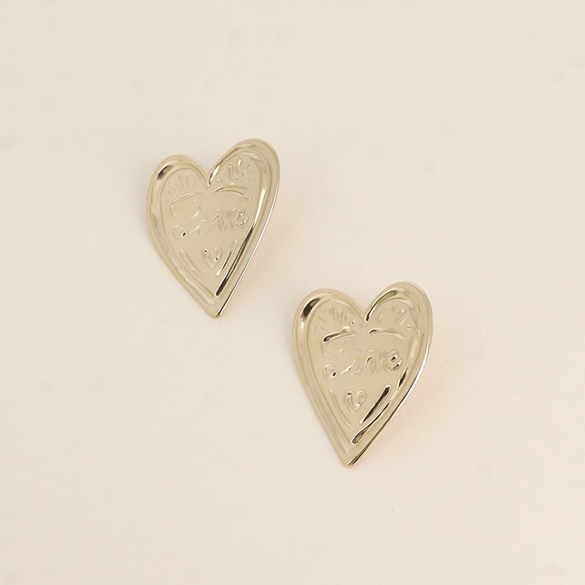 Orliane Stud Earrings - Textured Heart