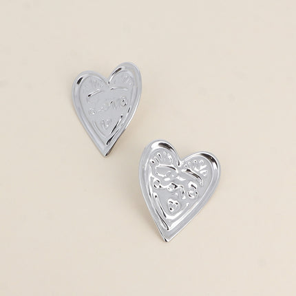 Orliane Stud Earrings - Textured Heart
